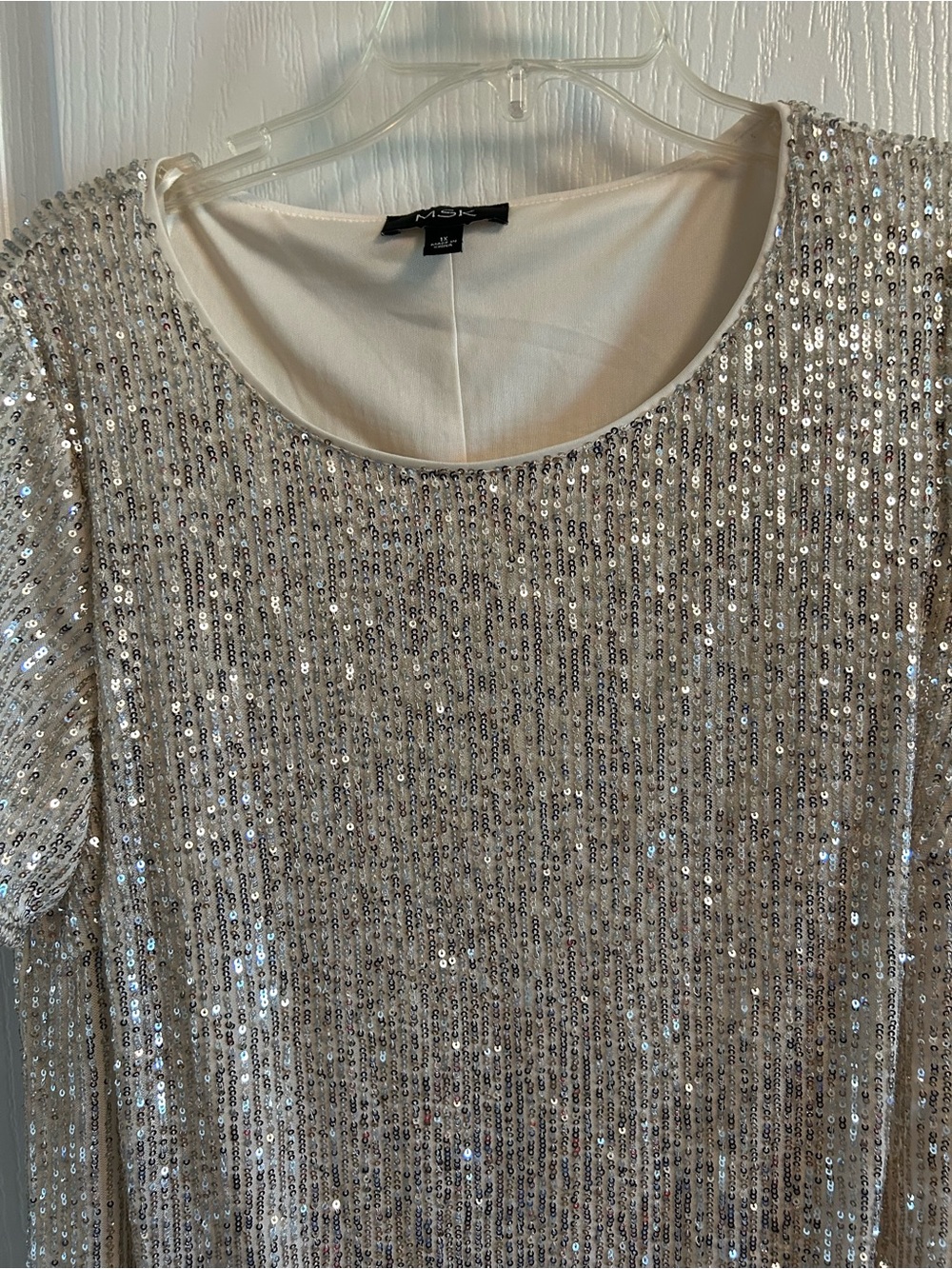 MSK Silver Sequin Short Sleeve Mini Dress - Picture 3 of 4